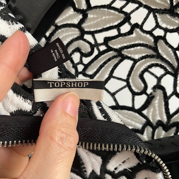 Topshop Floral Embroidered Black/ White Mini Dress - Picture 8 of 16